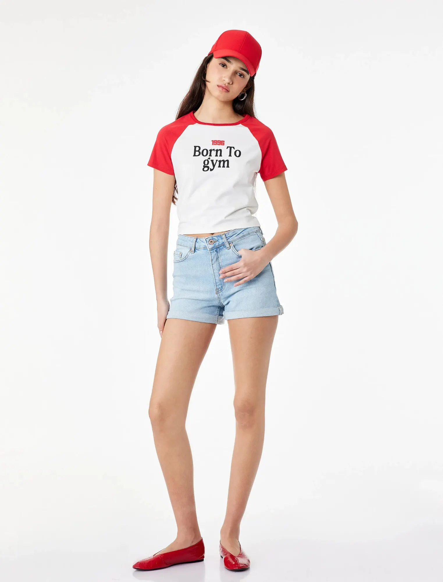 Pamuklu Yüksek Bel Slim Fit Duble Paça Mini Denim Şort