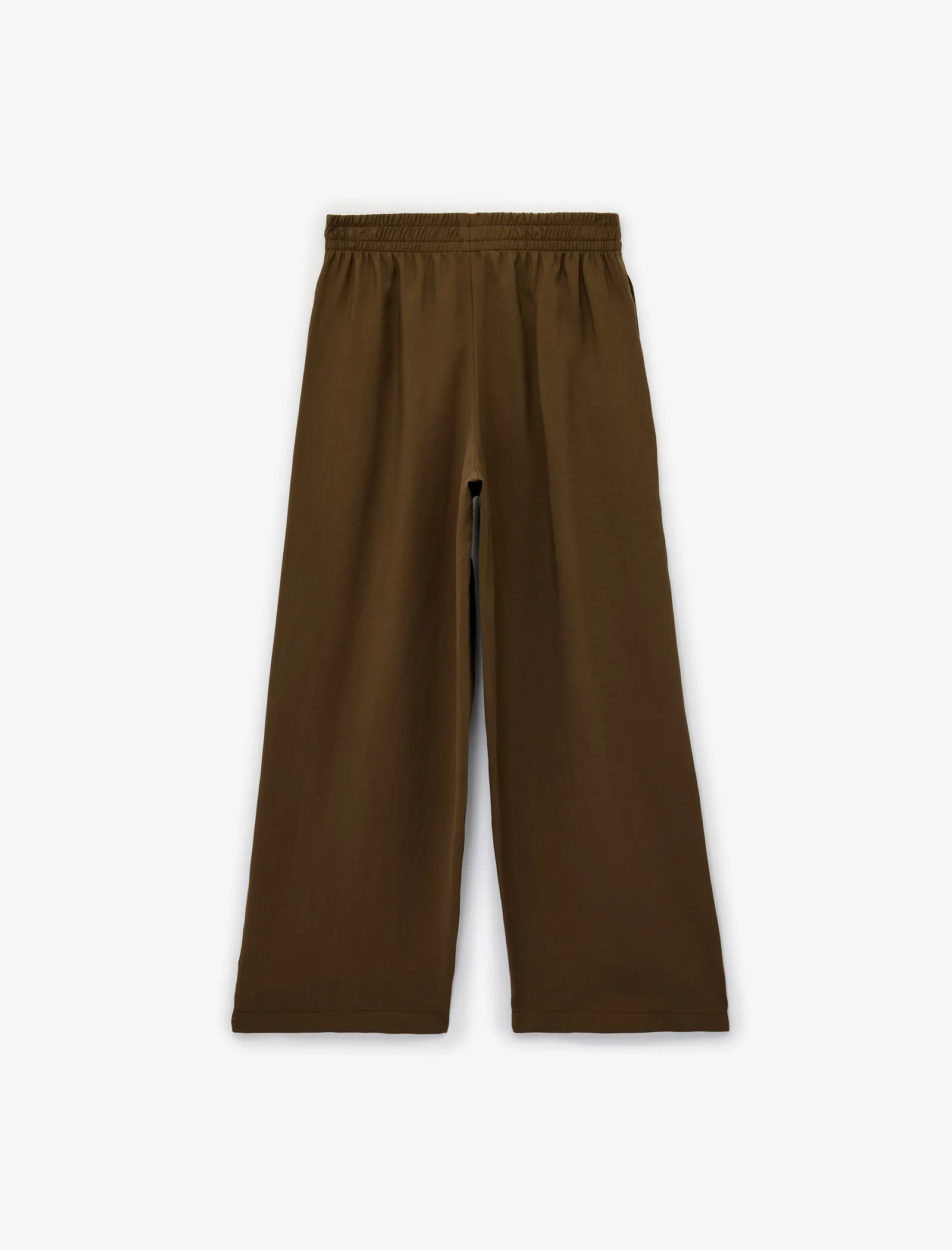 Modal Kumaş Beli Lastikli Cepli Düz Geniş Paça Pantolon